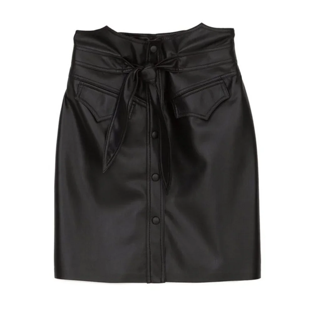Nanushka Reese Faux Leather Western Mini Skirt